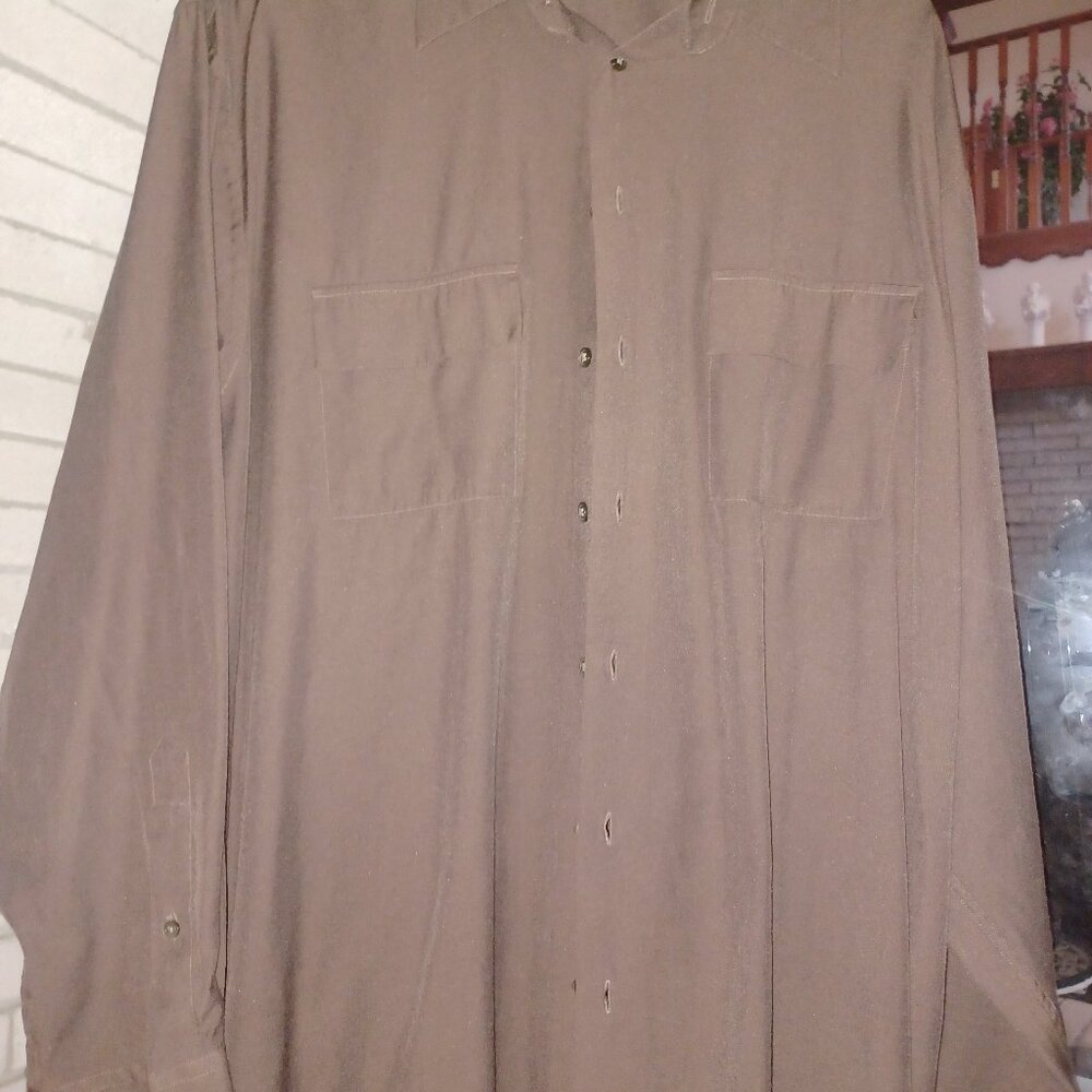 Exact Men's Button-Up Shirt XL (17-17.5) Brown